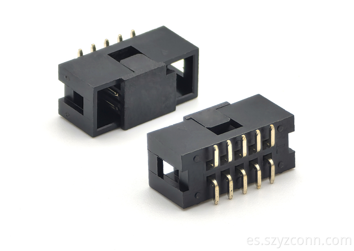 2.54mm Pitch Box Header Connector SMT H10.32mm Add Error-proof Cover 10P